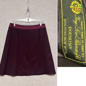 Brooks Brothers Womens Loro Piana 100% Wool Skirt Short A-Line Maroon ITALY